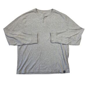 Lucky Brand Mens XL Henley Shirt Long Sleeve Heather Grey Two Button Pullover